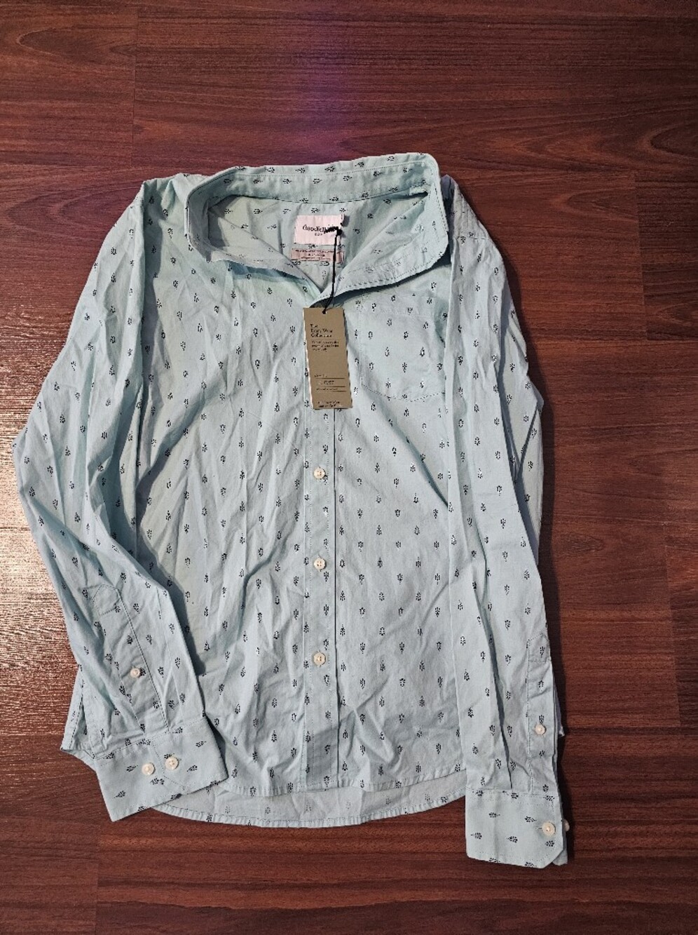 Goodfellow & Co Light Blue Button-Down Shirt with Navy Micro Print